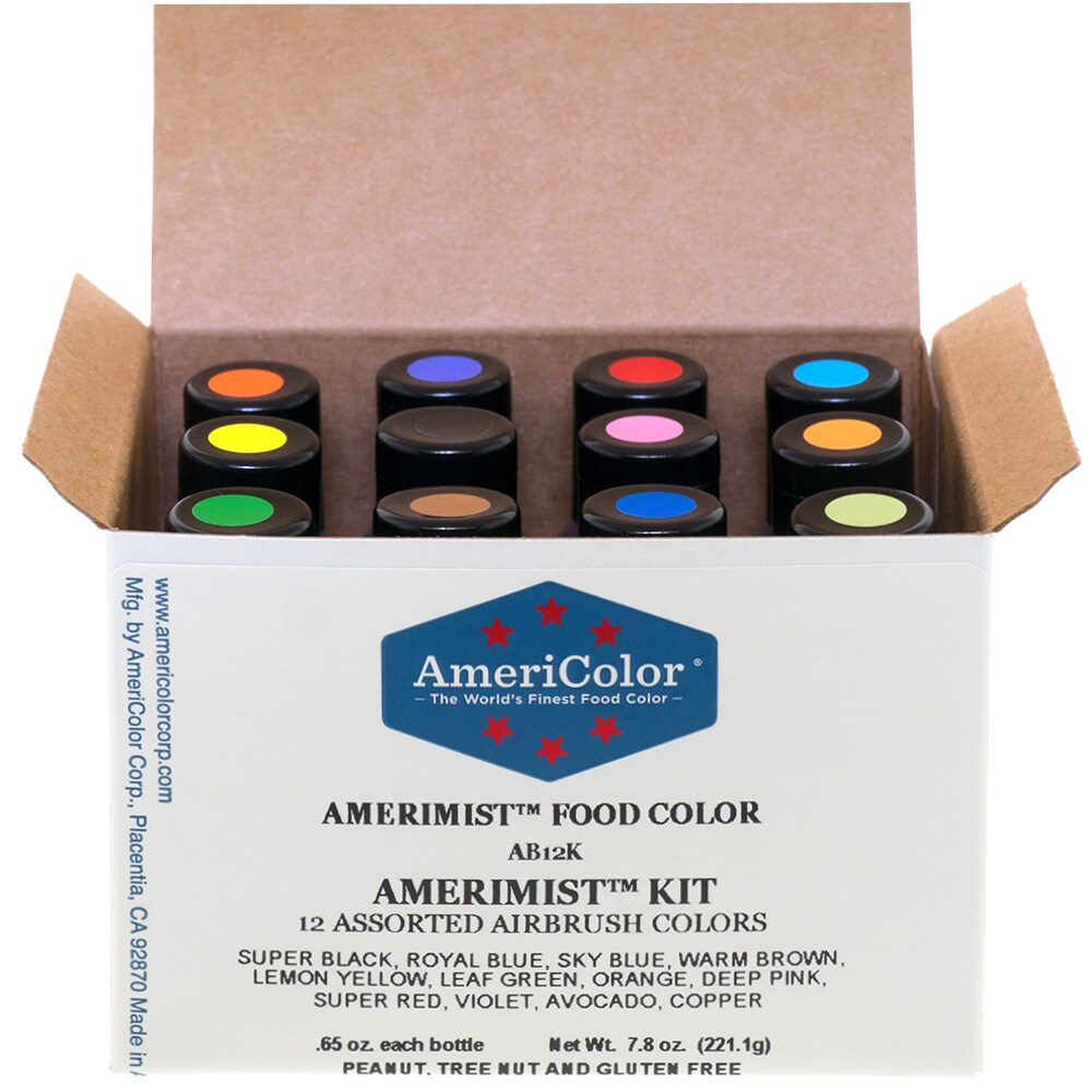 AmeriColor, 12 Color AmeriMist Kit, .65 Ounce, AmeriMist Airbrush Food Coloring