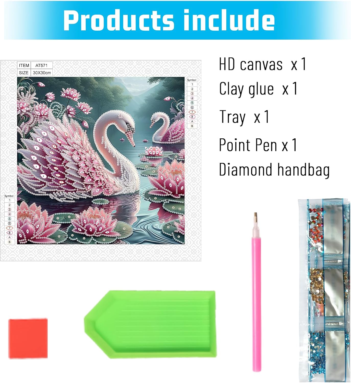 5D Special Shape Diamond Art Kits for Beginners, Diamond Painting Kits for Adults, Crystal Rhinestones Diamond Painting for Home Wall Decoration Gift 12×12 inch/30×30 cm, Beautiful Swan