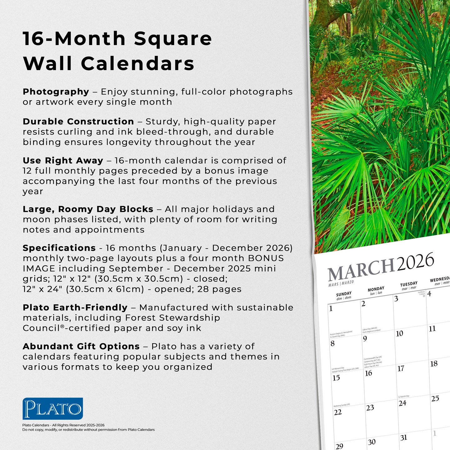 America the Beautiful | 2026 12 x 24 Inch (Hanging) Monthly Square Wall Calendar | Foil Stamped Cover