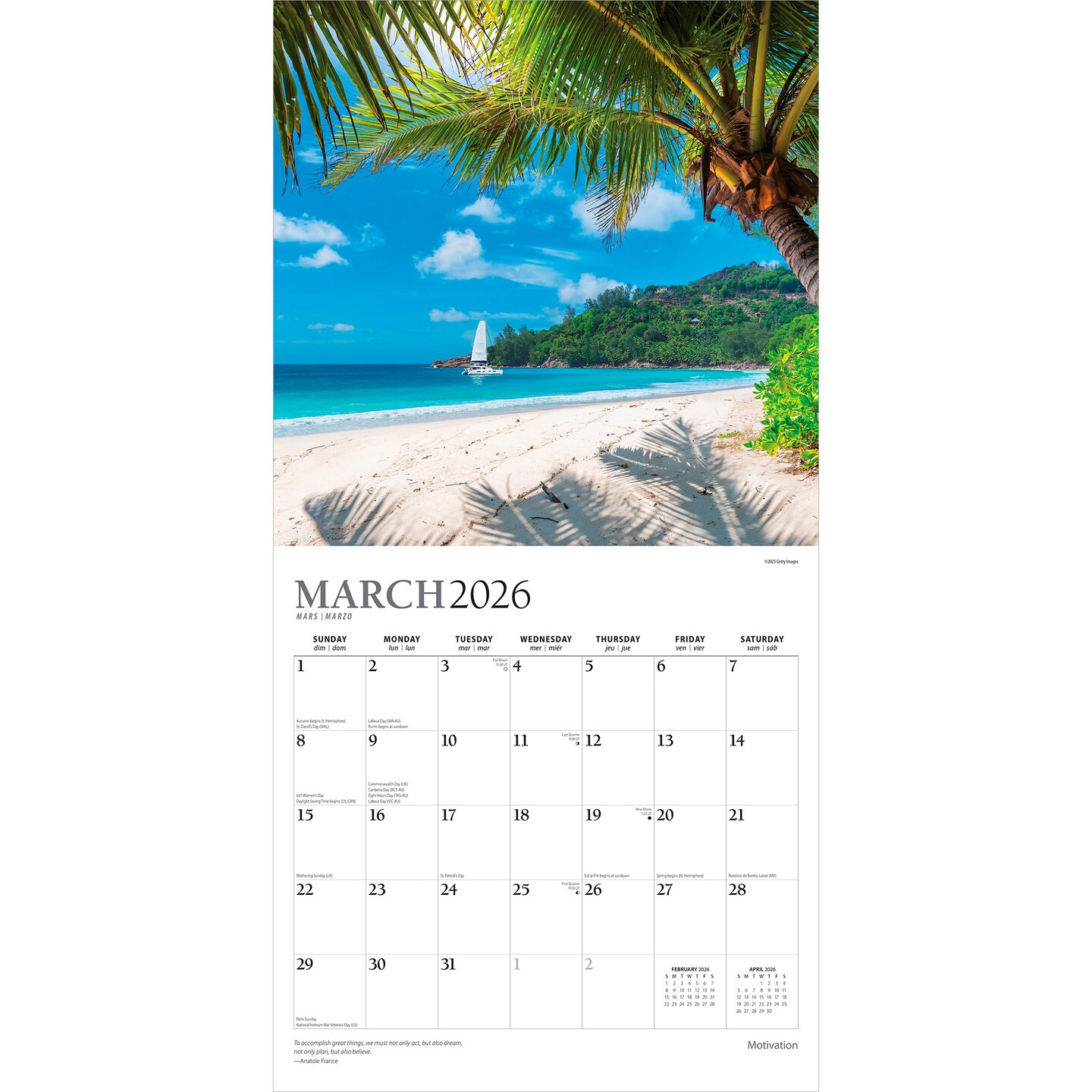Motivation | 2026 12 x 24 Inch (Hanging) Monthly Square Wall Calendar | Foil Stamped Cover