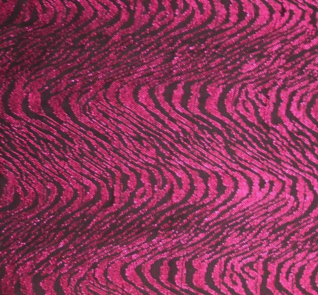 1 Yard Sheer Metallic Jacquard Black Fuchsia Knit Fabric 58/60" Width