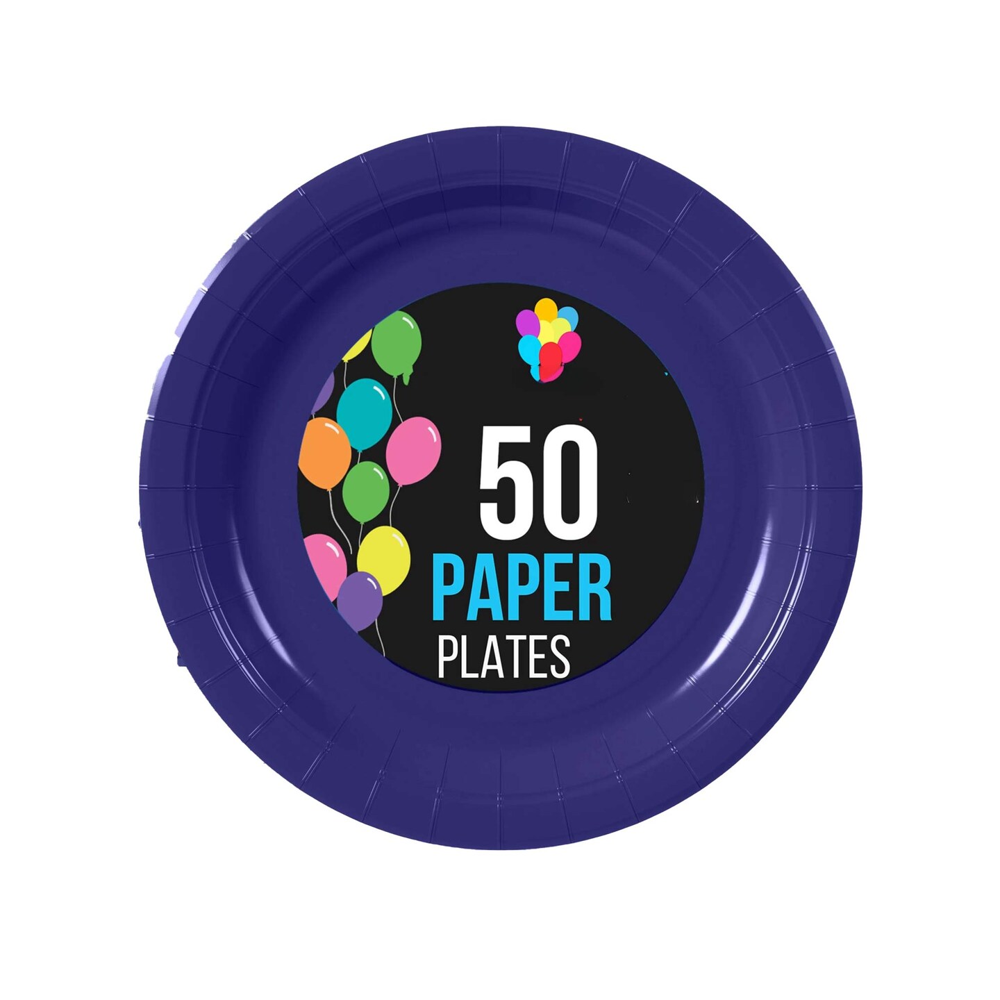50 Count Navy Paper Plates 9 Inch Elegant Disposable Dinnerware for Parties and Events