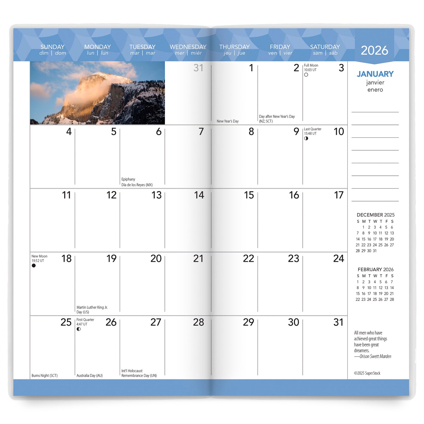 Inspiration | 2026-2027 3.5 x 6.5 Inch Two Year Monthly Pocket Planner Calendar