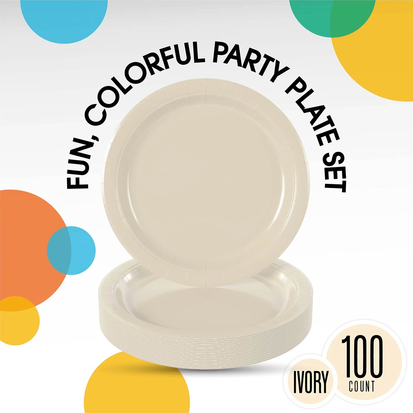 100 Count Ivory Paper Plates 9 Inch Disposable Plates for Parties Events and Catering