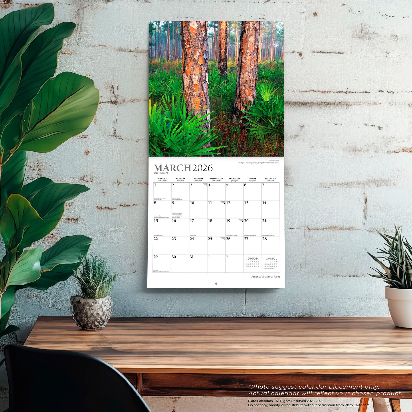America&#x27;s National Parks | 2026 12 x 24 Inch (Hanging) Monthly Square Wall Calendar | Foil Stamped Cover