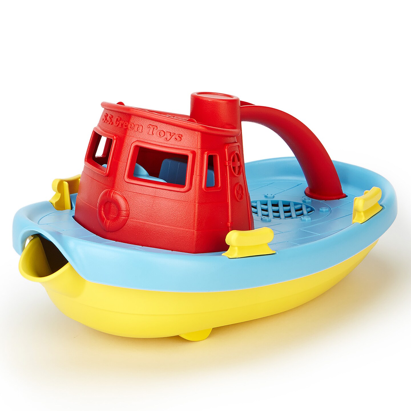 Green Toys: My First Tugboat - Red Top - Fun Floating Bathtime Play Toy, Fill &#x26; Pour Water, Recycled Plastic, Kids-Toddlers-Baby Ages 6 Months+