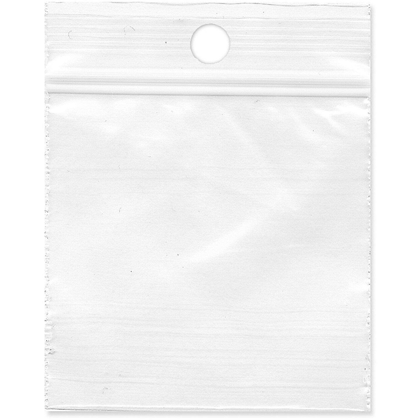 Plymor 2" x 2", 2 Mil with Hang-Hole Zipper Reclosable Plastic Bags