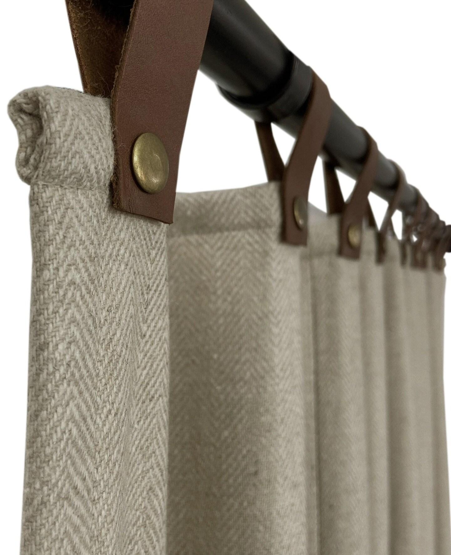 product name is Herringbone Wool Curtains With Brass Snap Buttons, Custom Made Curtains, Heat Blocking Curtains, Thermal Insulated Curtains, Summer Curtains
