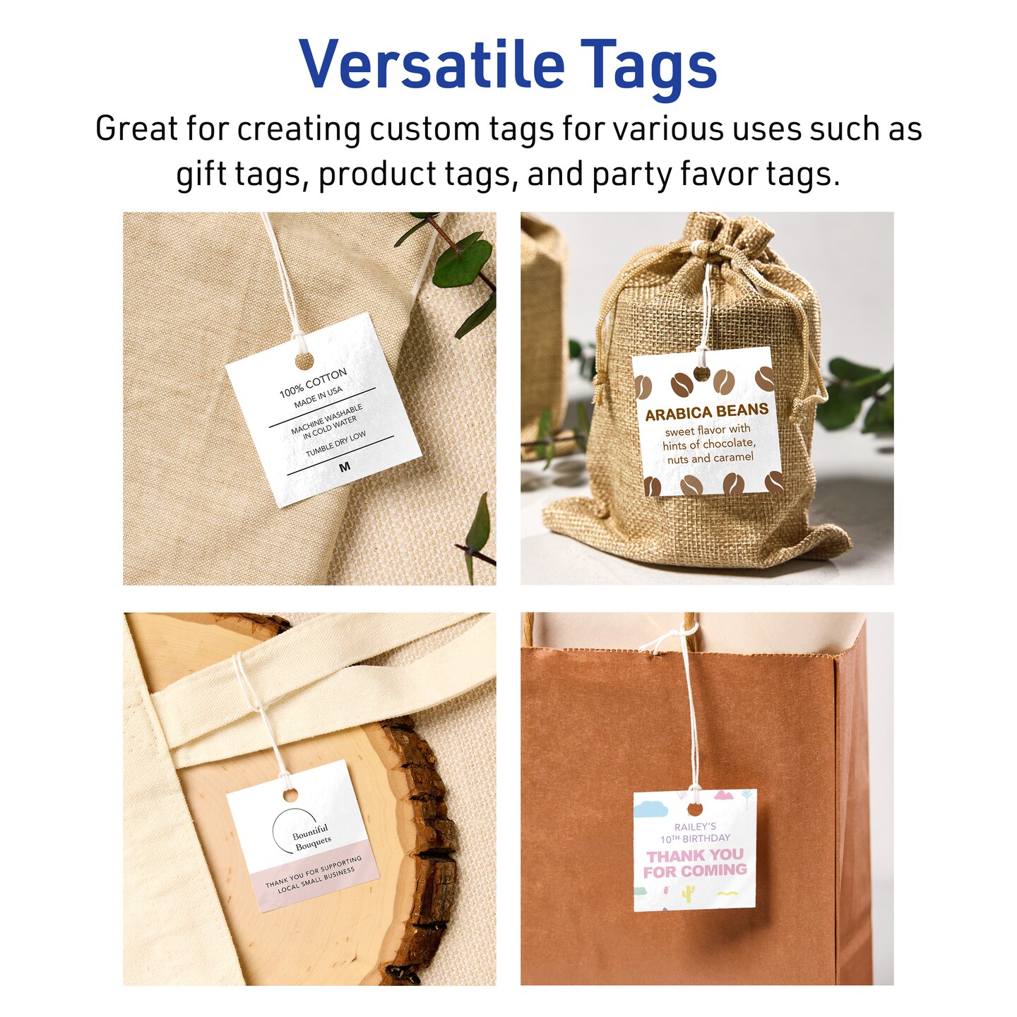 2&#x22; x 2&#x22; Square, Glossy White Printable Tags