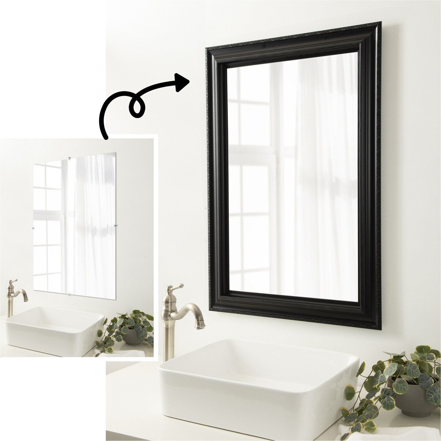 Amanti Art Mirror Makeover Bathroom Mirror Frame Border Kit -  Fully Assembled Peel and Stick Frame - Mirror NOT Included - Parlor Trim