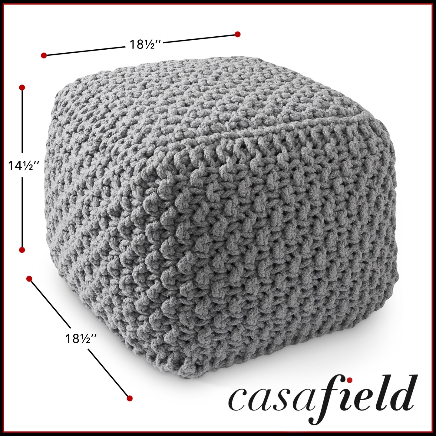 Casafield Pouf Ottomans, Cotton Knit Foot Stools, Boho Floor Pouffes for Living Room, Bedroom, Home Office