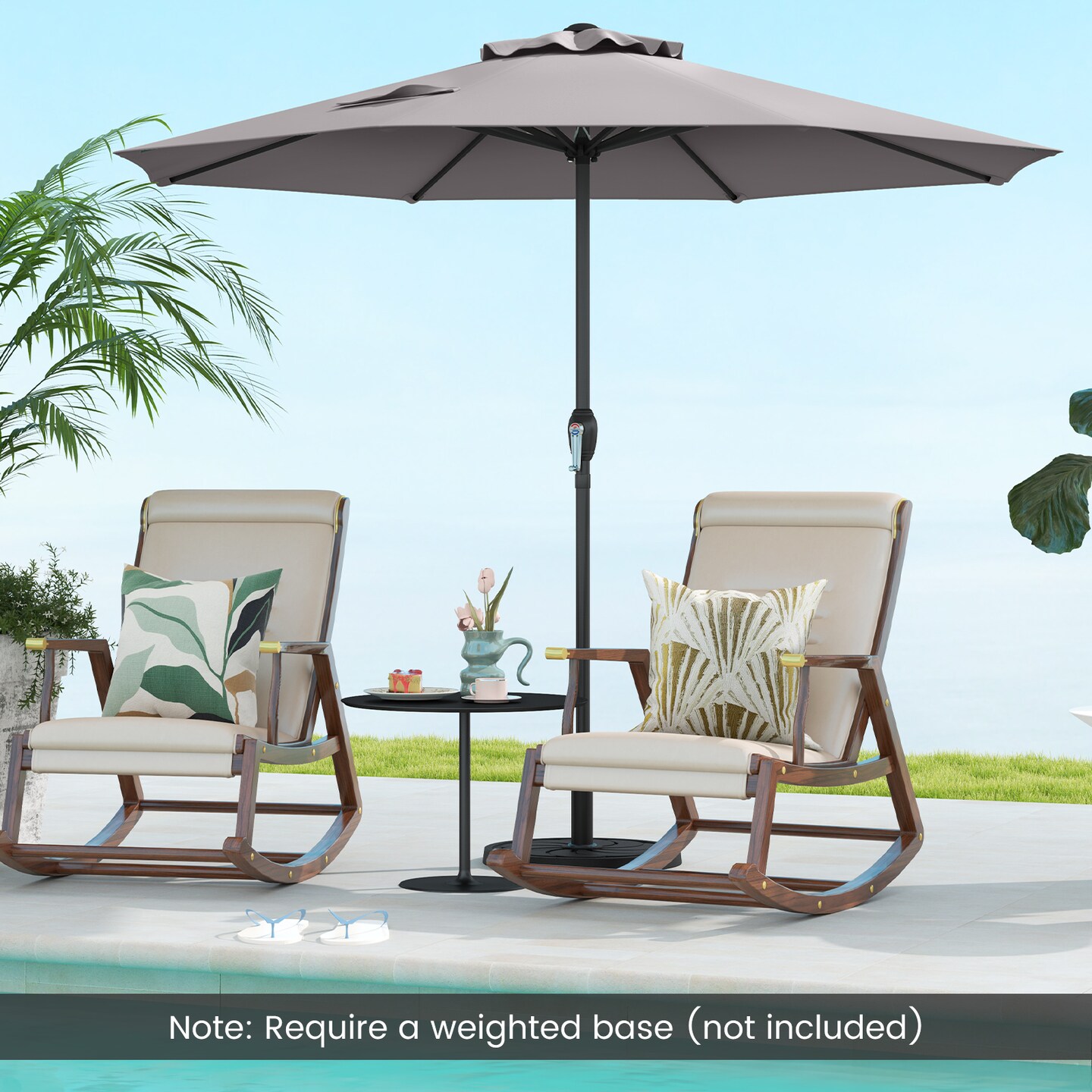 Fabric Outdoor Heavy Duty Market Umbrella with Crank Handle, 8 Sturdy Ribs, UV Protection