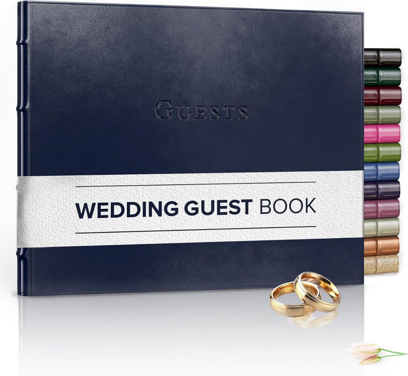 Gallery Leather Guest Book Wedding, Party, Special Events, add Polaroid Photos, 192 Lined Pages, Bonded Leather, Hardcover 7" x 9"