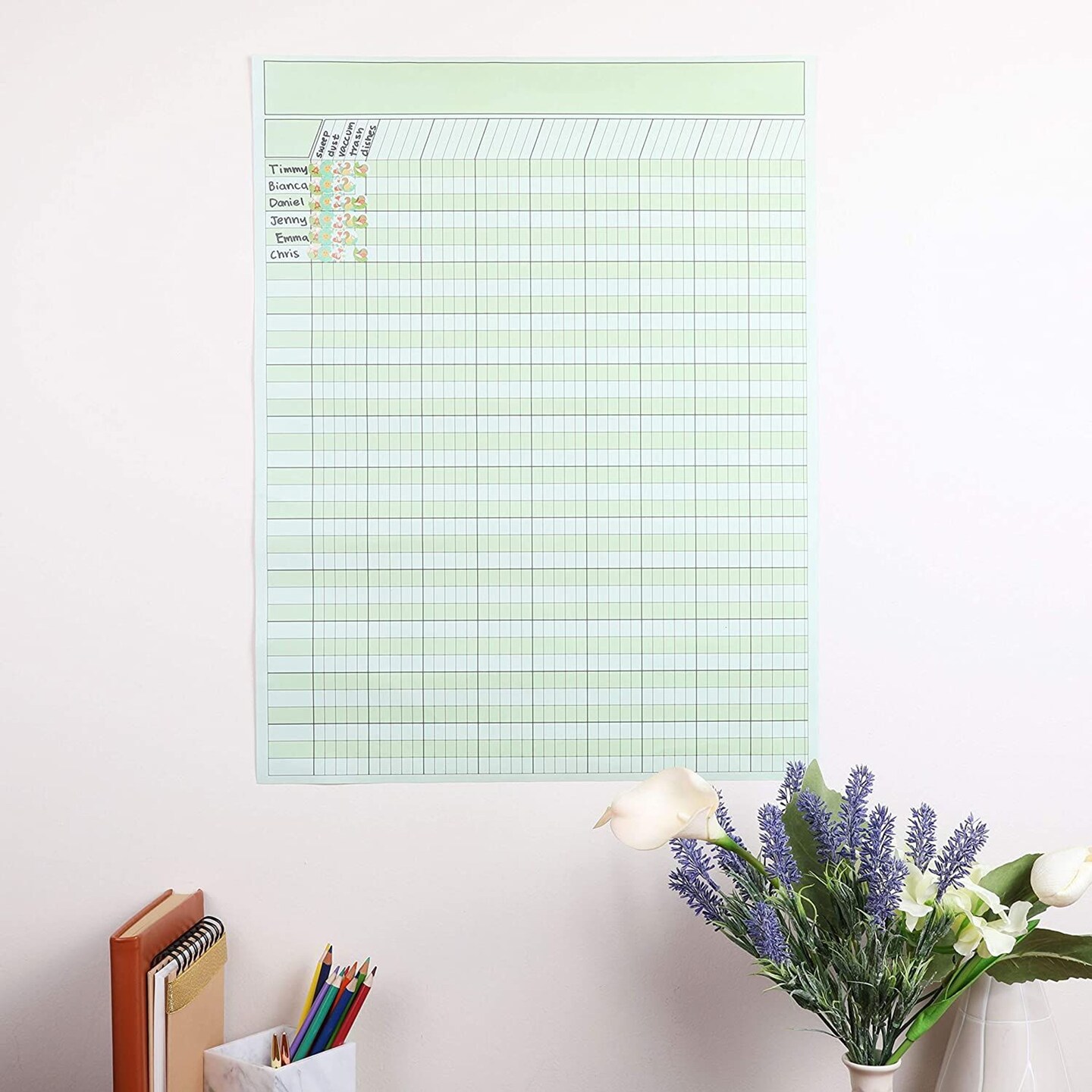 Vertical Incentive Chart for Classroom, Kids Rewards for Chores (17 x 22, 16 Sheets)