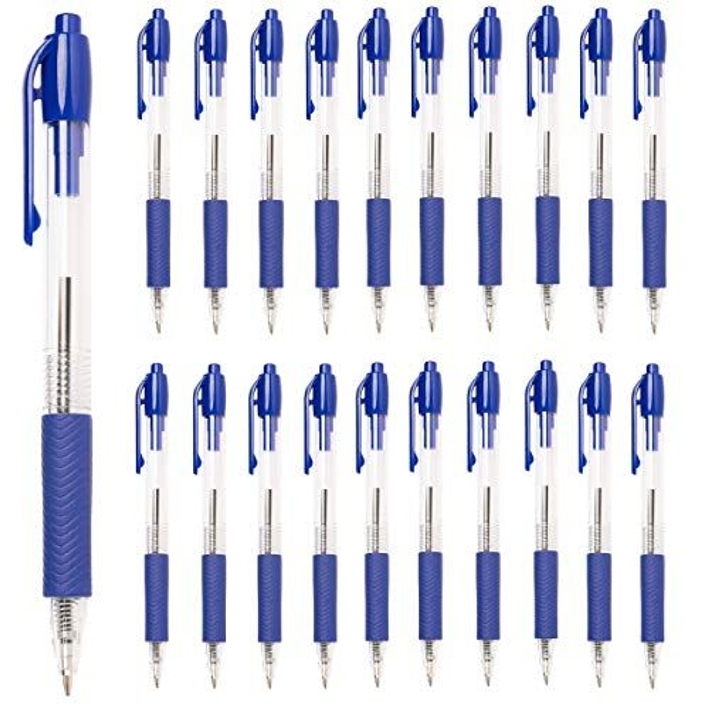 Simply Genius Pack of 20 Retractable Ballpoint Pens Medium Point Click Pens for Diary Notebook Writing Office Supplies - Blue