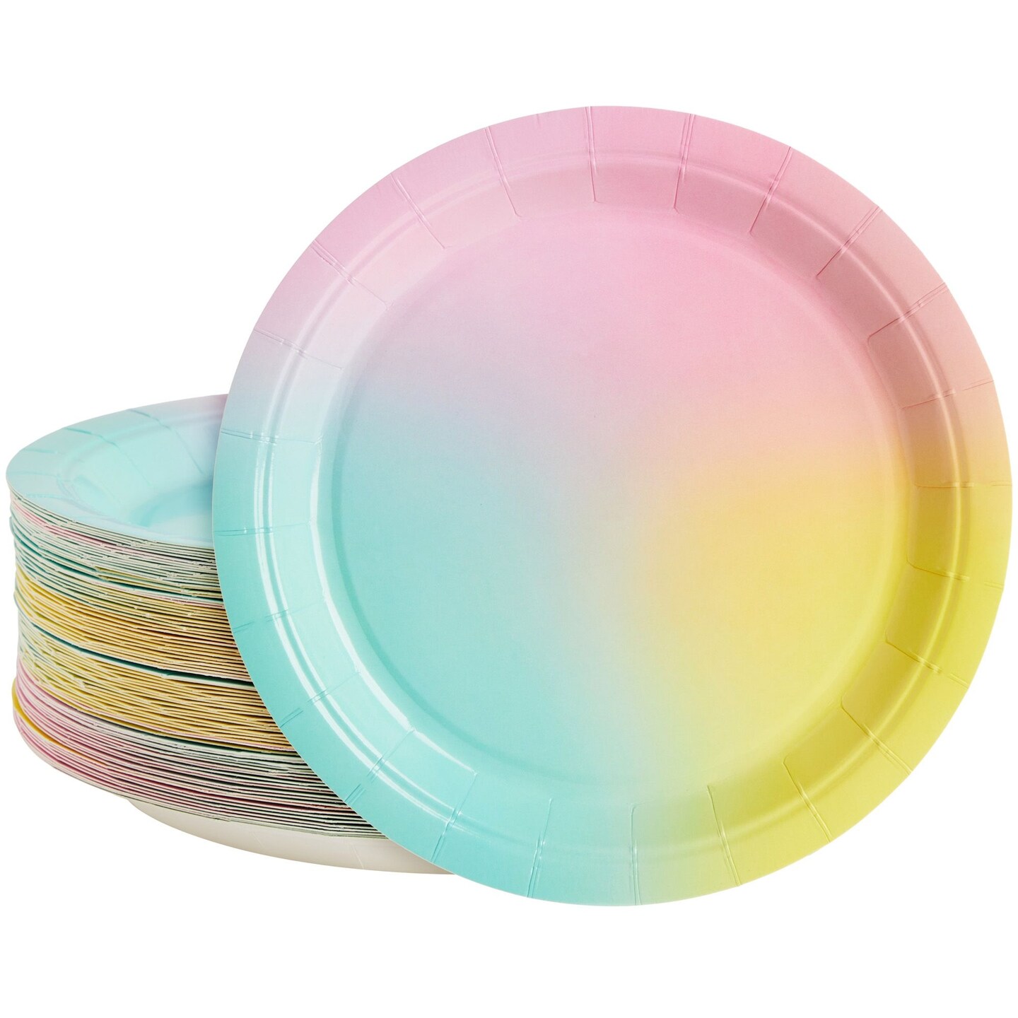 Rainbow Party Supplies, Pastel Paper Plates (9 in., 80 Pack)