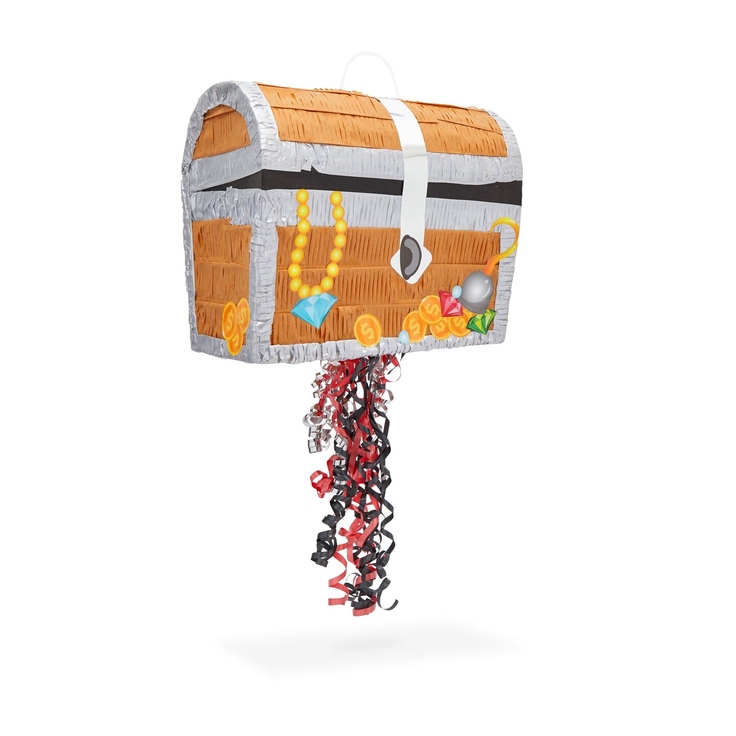 Treasure Chest Pinata - Pull String Pirate Themed Pinata, Under the Sea, Adventure Themed Party Decorations (Small, 12x10x6.5 In) 181569854228643855