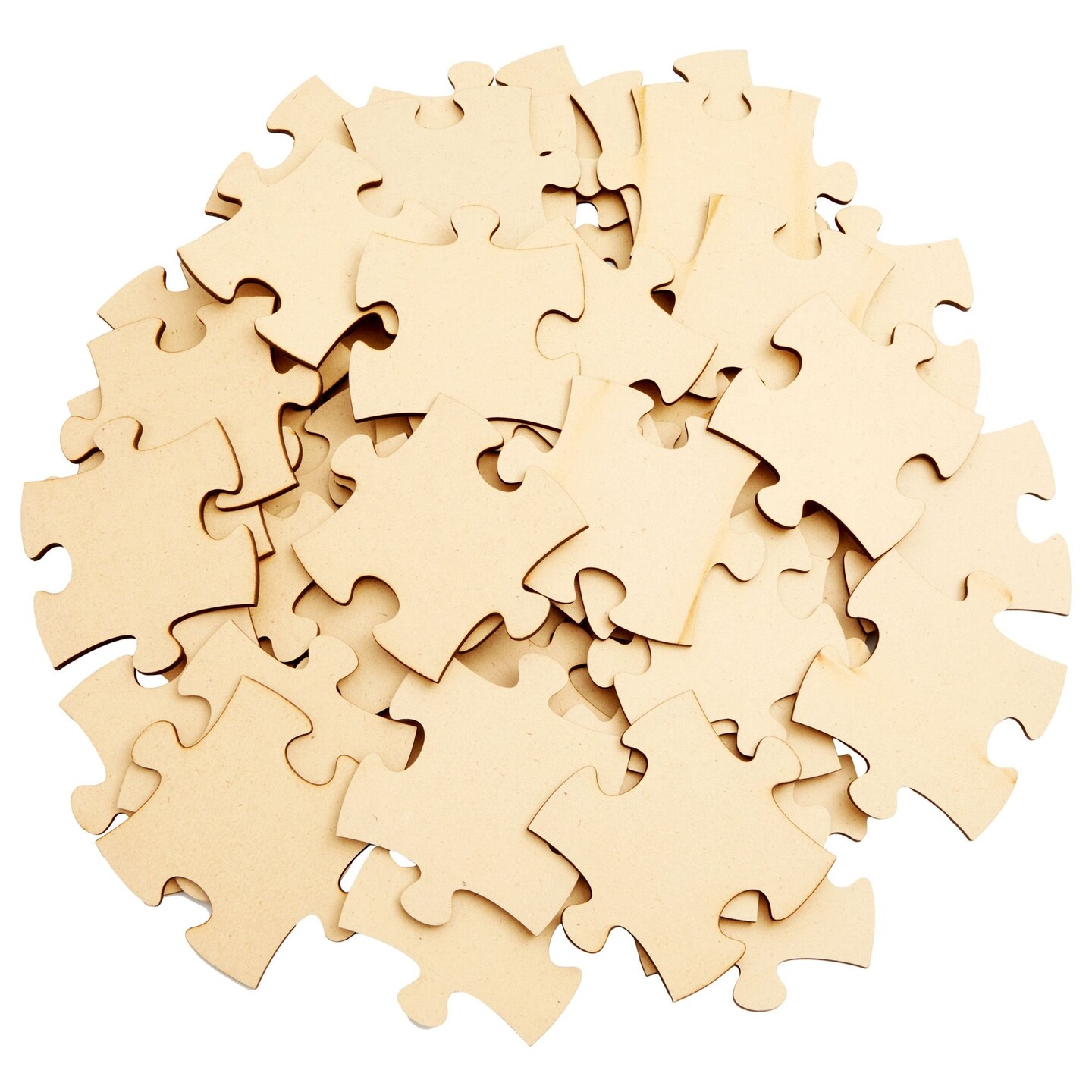 50 Blank Wooden Puzzle Pieces for Crafts, DIY Art Projects, 3x3.5&#x22; Unfinished Freeform Jigsaw Wood Puzzles to Draw On