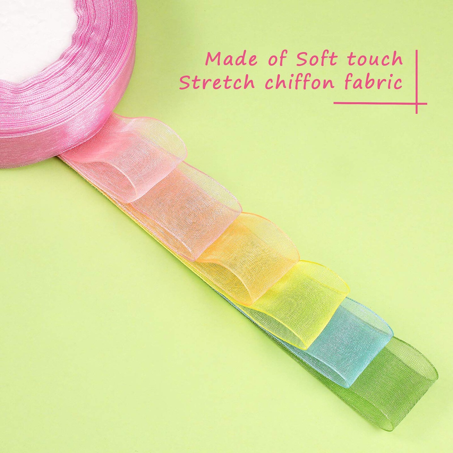 6 Rolls Organza Ribbon Sheer Chiffon Ribbon Bulk for Gift Wrapping Decorating Valentine&#x27;s Day Wedding Birthday Bouquet Garland(50 Yard Each Roll,Bright Color)