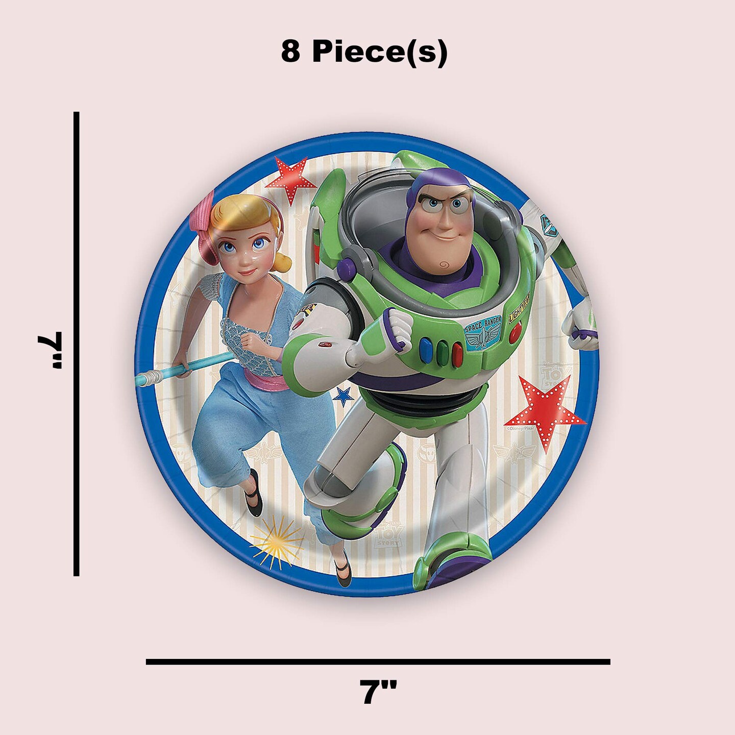 8 Count Toy Story 4 Paper Dessert Plates 7 Inch Disposable Party Tableware for Kids Birthday