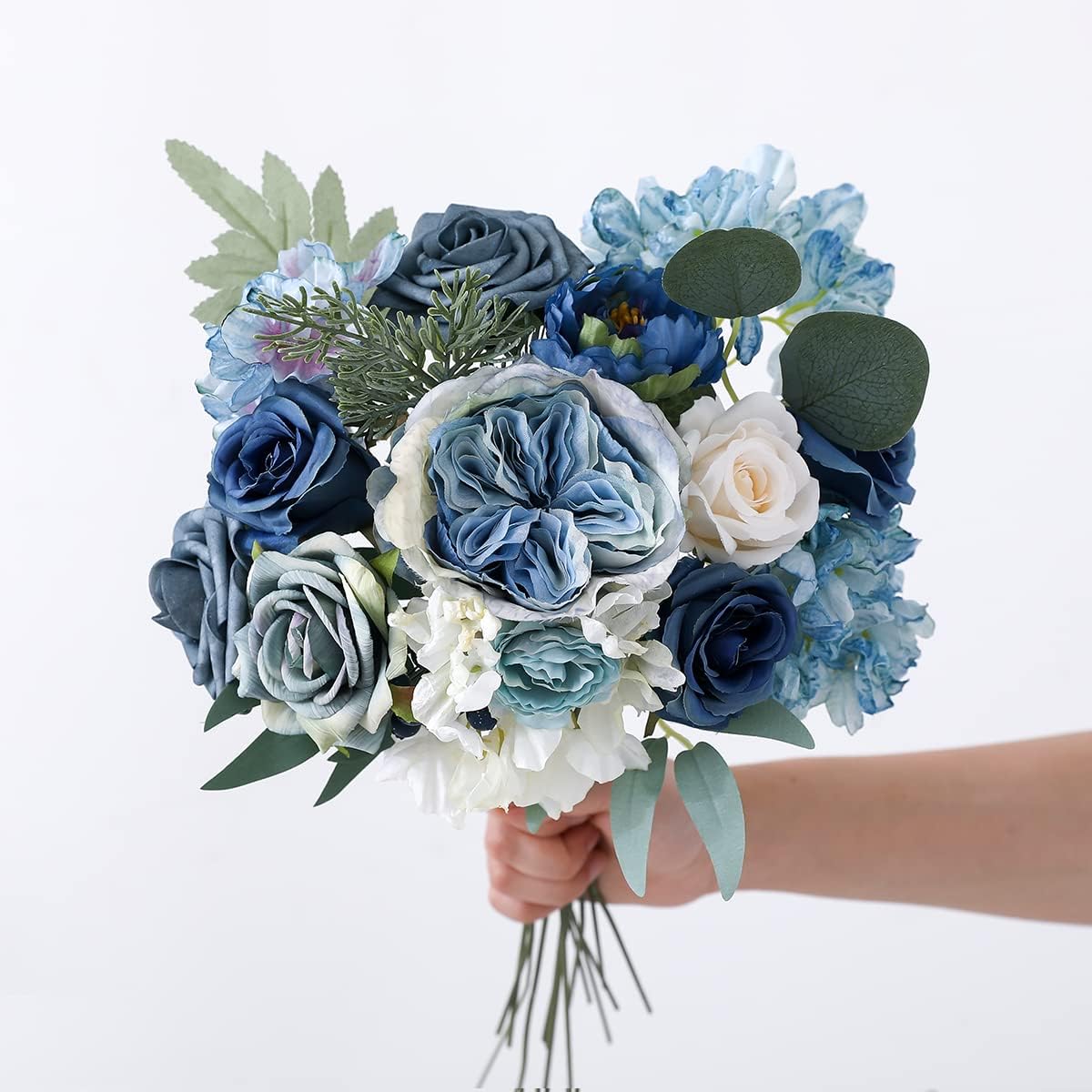Artificial Flowers Combo Box Set Dusty Blue Flowers (White Blue Rose)