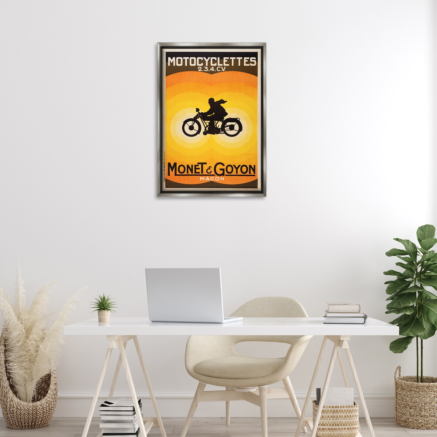 Stupell Industries Vintage Motorcycle Advertisement Floating Frame Design by Marcus Jules