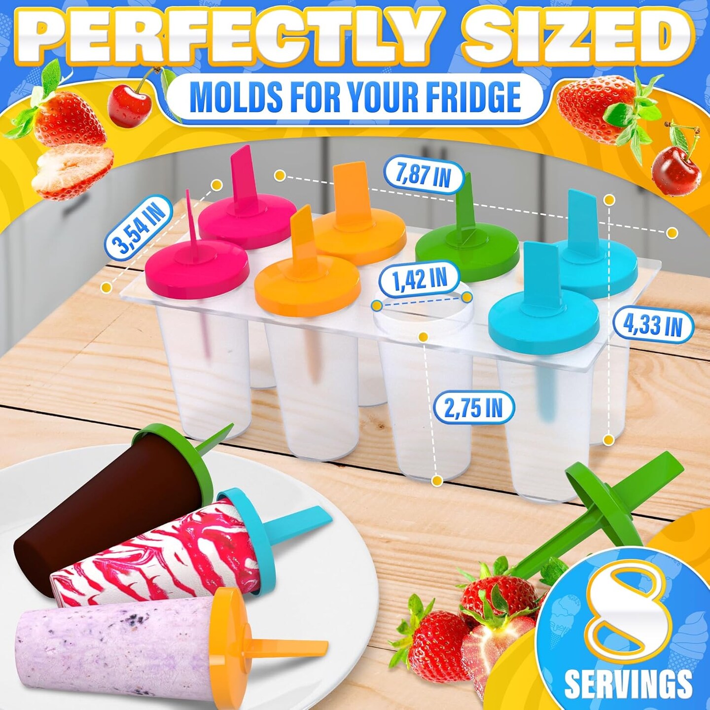 Ice Cream Maker Ice Pop Mold - 8Pcs Baby Popsicle Maker Mini Ice Cream Popsicle Molds Reusable Ice Popsicle Sleeves for Kids - Popsicles Molds Ice Cream Mold Popsicle Holders for Kids