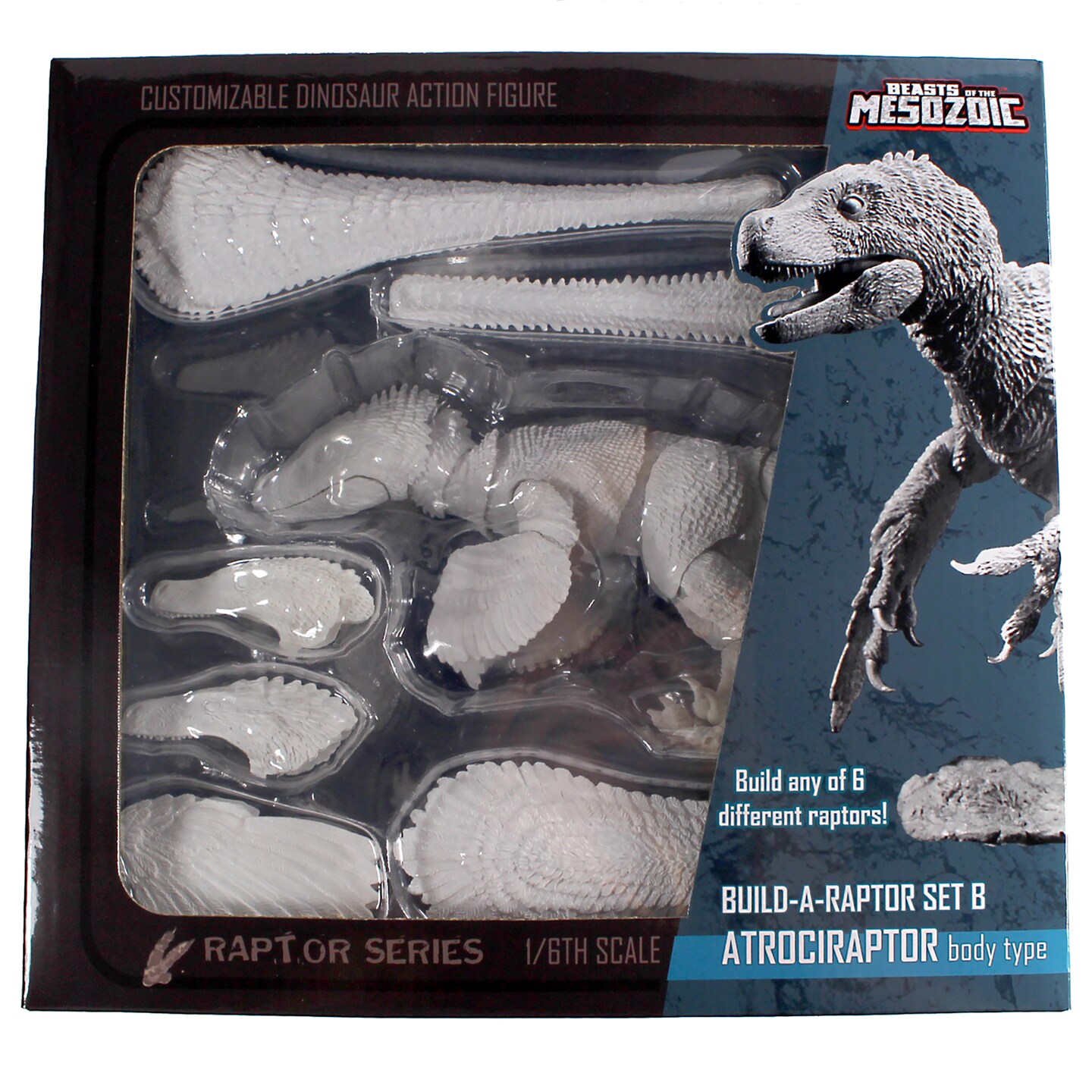 Beasts of the Mesozoic: Build-A-Raptor Set B: Atrociraptor - 1/6th Scale Dinosaur Action Figure - 12" Unpainted, Customizable 27 Interchangeable Parts