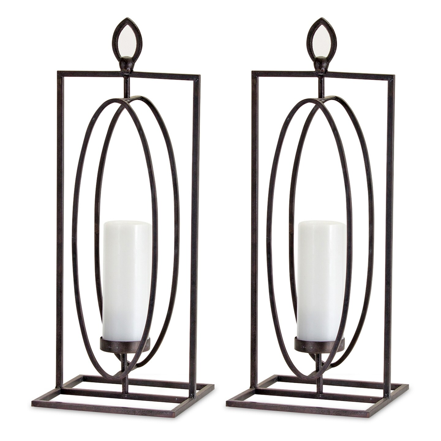 Melrose Vintage Votive Candle Holders - 24&#x22; - Brown - Set of 2