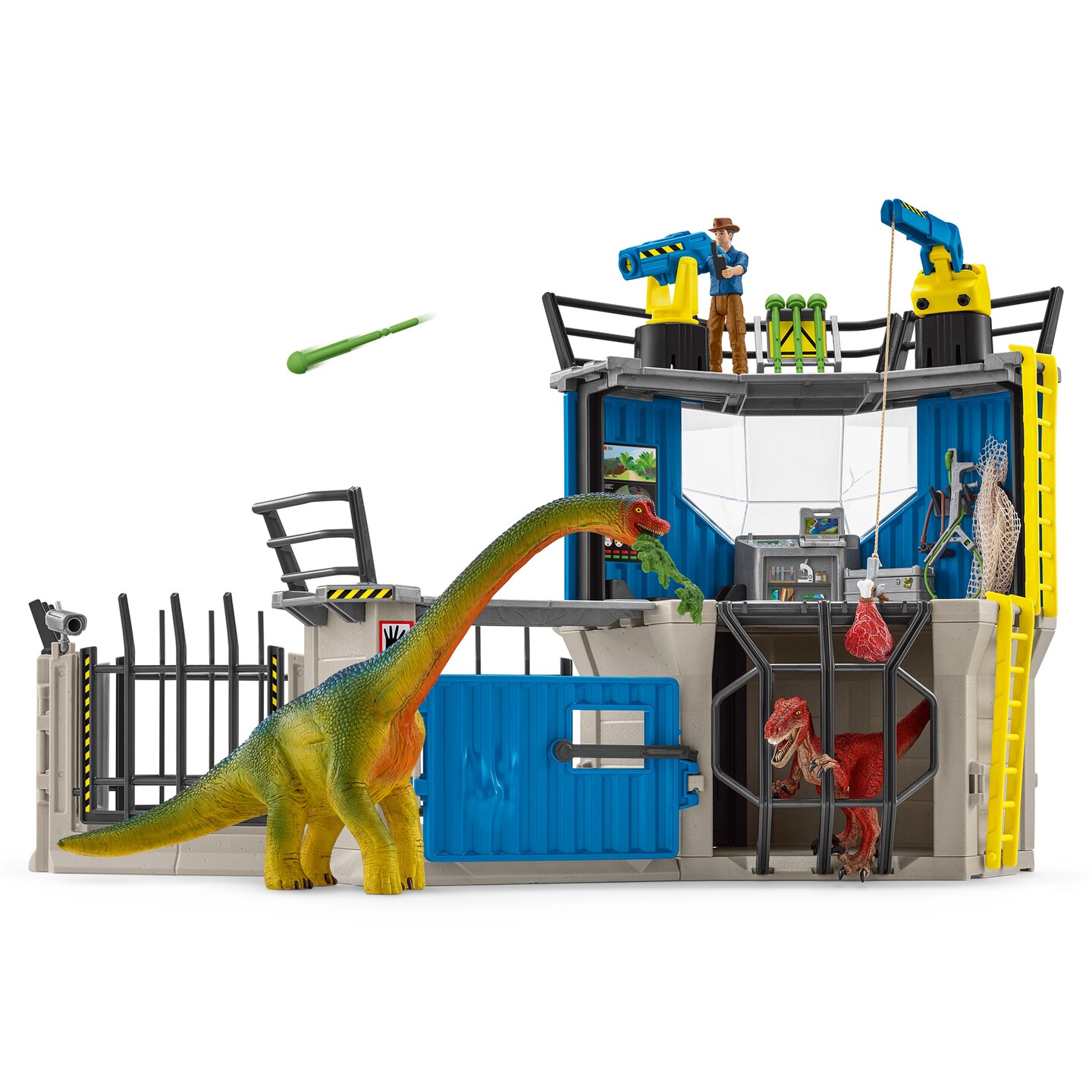 Schleich Dinosaurs: Large Dino Research Station - 72pc Playset, Includes 2 Dinosaur Figurines, Researcher &#x26; Accessories, Prehistoric Toy, Kids Ages 4+