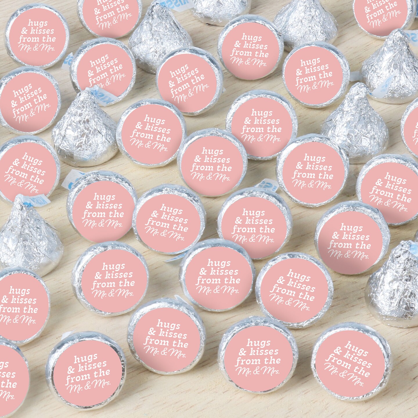Big Dot of Happiness Pink Wedding Candy Stickers, Mr & Mrs Wedding Guest Favors, Party Favor Labels, Small Round Candy Stickers - 324 Count