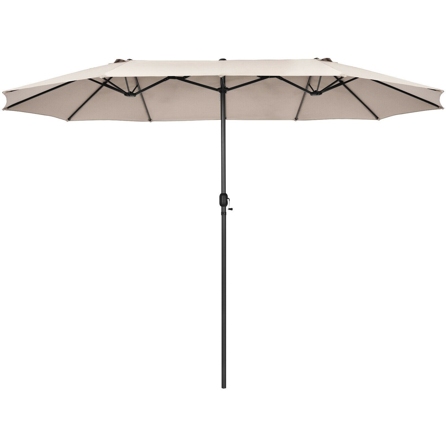 15 Feet Double-Sided Large Coverage Patio Umbrella Shade Canopy with Hand-Crank and Steel Frame