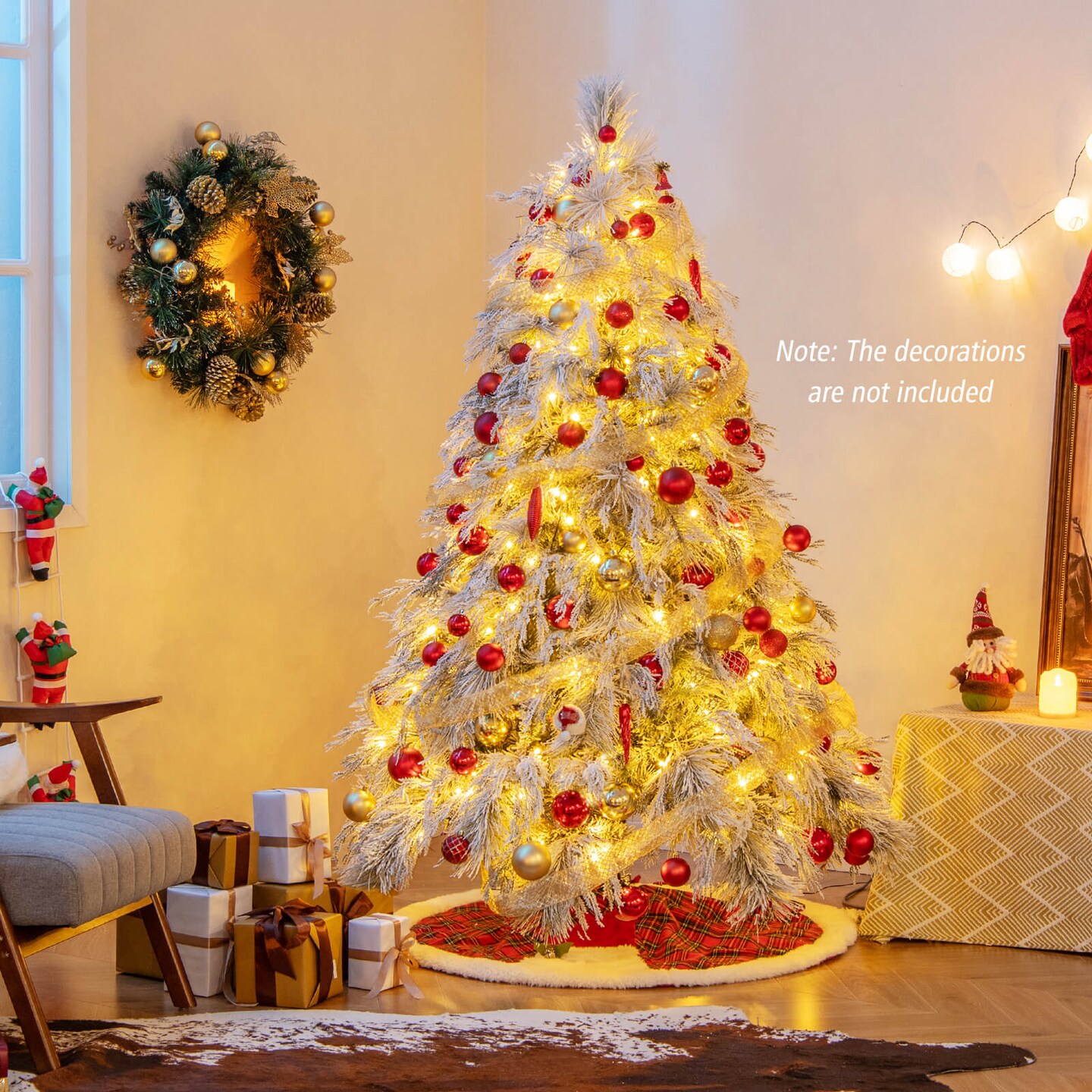 Costway 4.5/6/7 FT Pre-Lit Artificial Christmas Tree with 279/519/743 PVC &#x26; Pine Needles &#x26; PE Tips