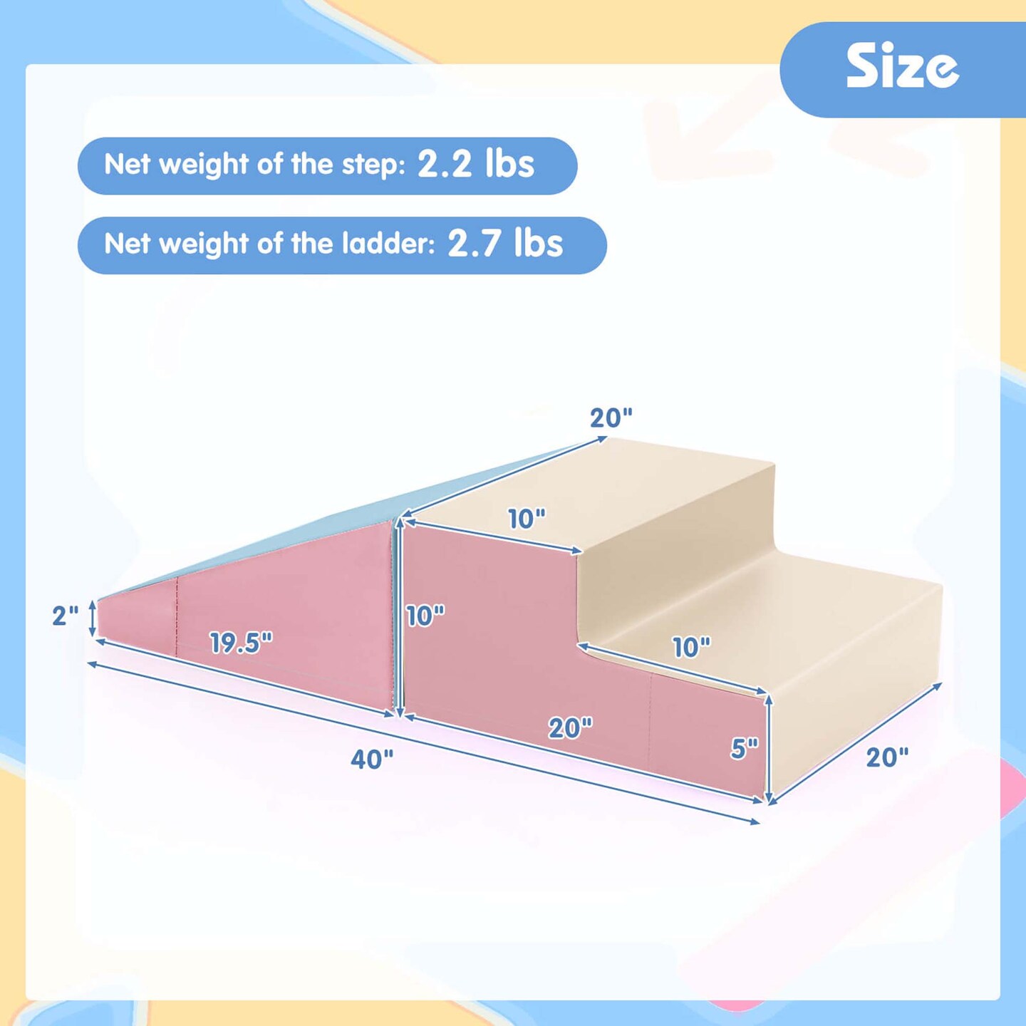 Costway Step and Slide Climber for Infants and Toddlers Baby Soft Foam Structure Blocks Yellow/Blue/Pink/Purple