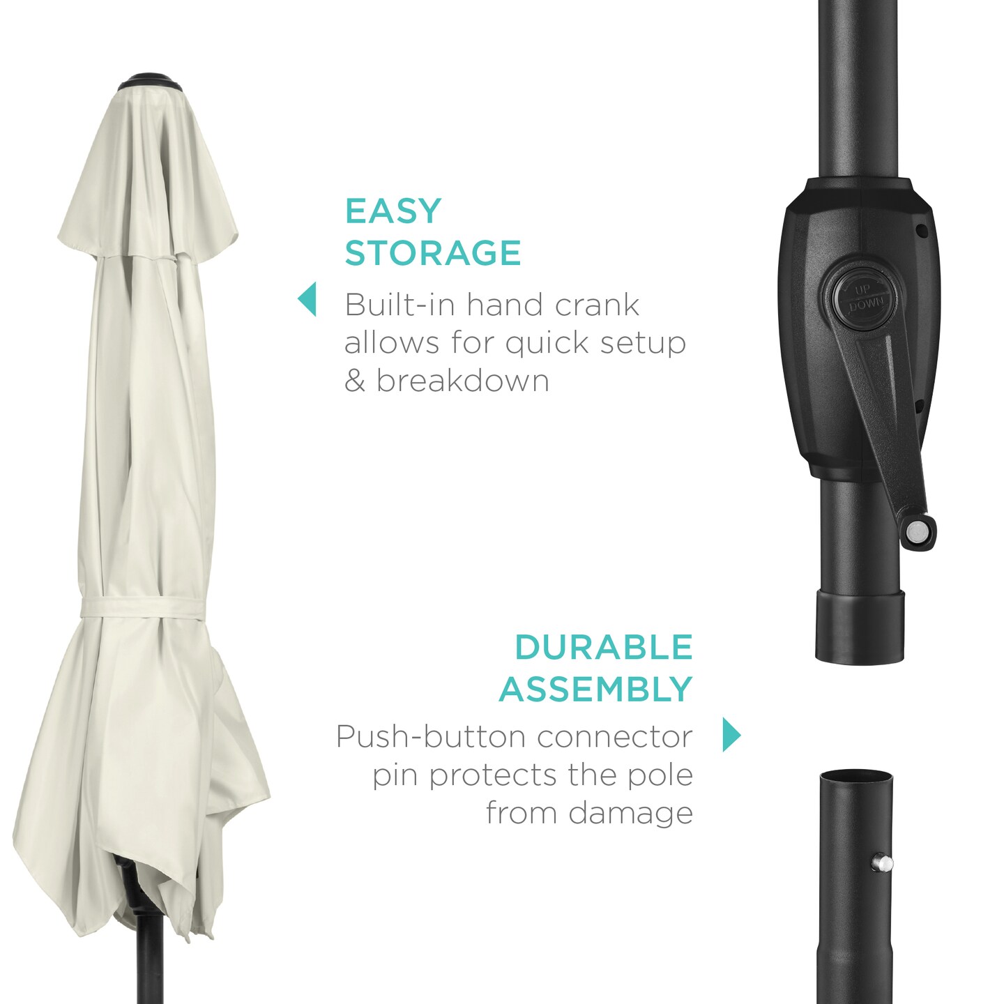 Best Choice Products 7.5ft Heavy-Duty Outdoor Market Patio Umbrella w/ Push Button Tilt, Easy Crank