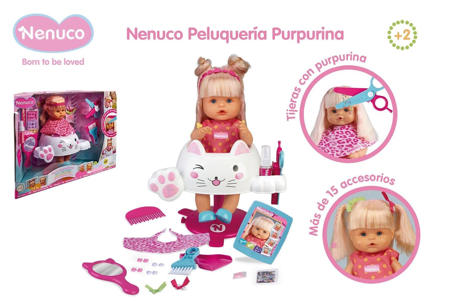 Nenuco Glitter Hairdresser Baby Doll Play Set