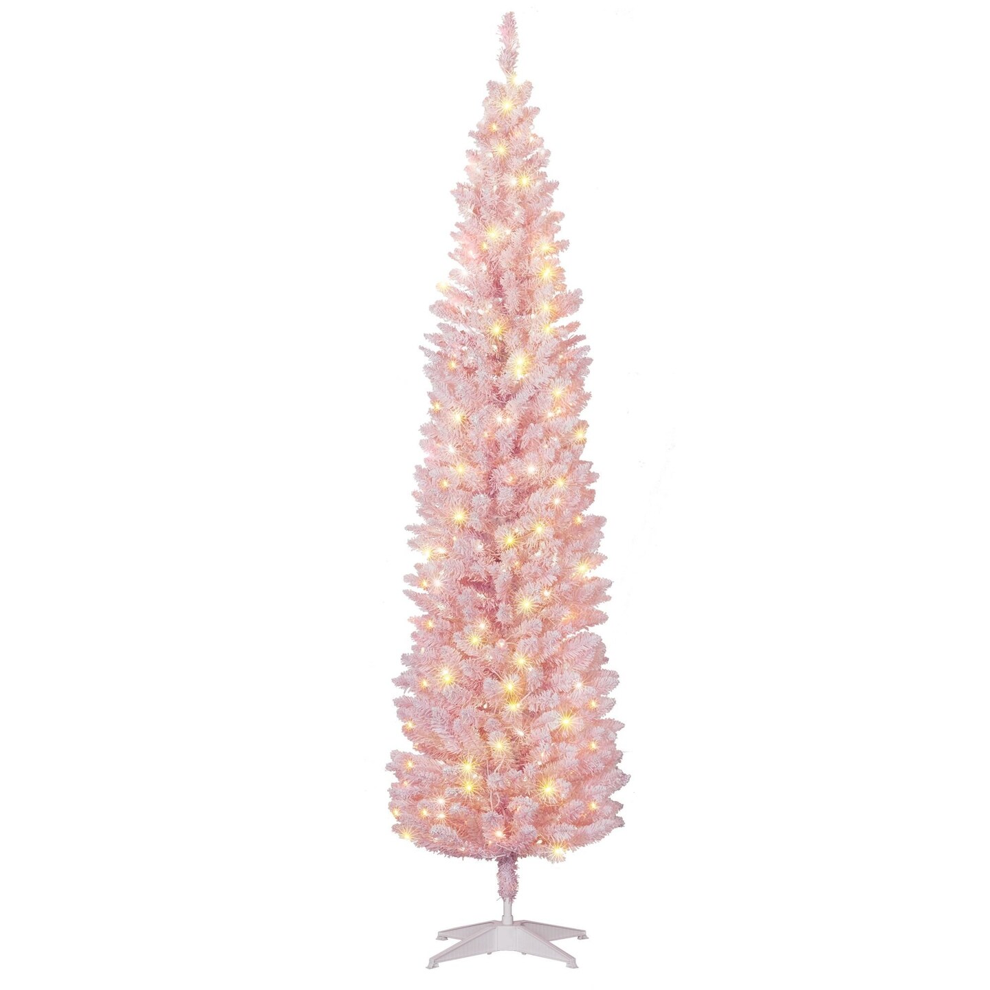 Edge Collections - 7' - Pink - Slim Prelit Christmas Tree for Holiday Ambiance - 1 Piece