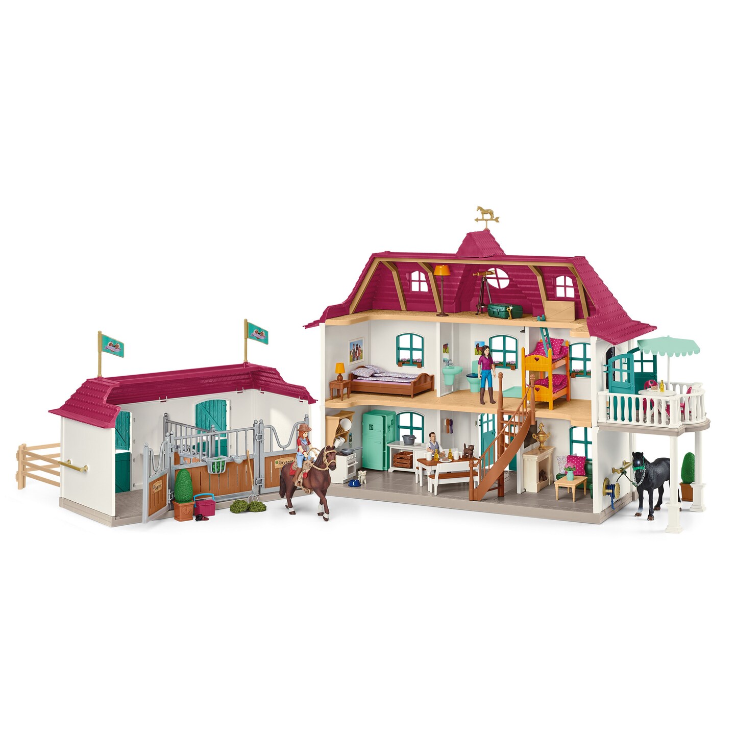 Schleich Horse Club: Lakeside Country House &#x26; Stable - Playset, Doll House, Horse &#x26; Human Figurines, Home Furniture &#x26; Accessories, Toy, Kids Ages 5+