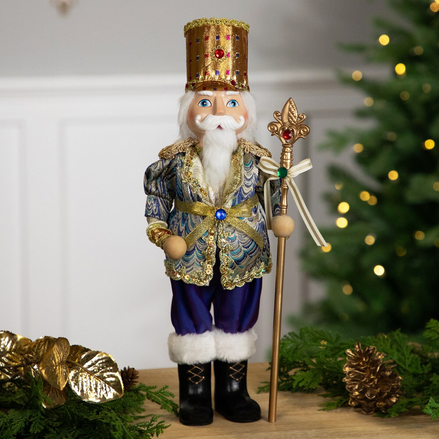 Northlight Nutcracker with Jeweled Scepter Christmas Figure - 16&#x22;