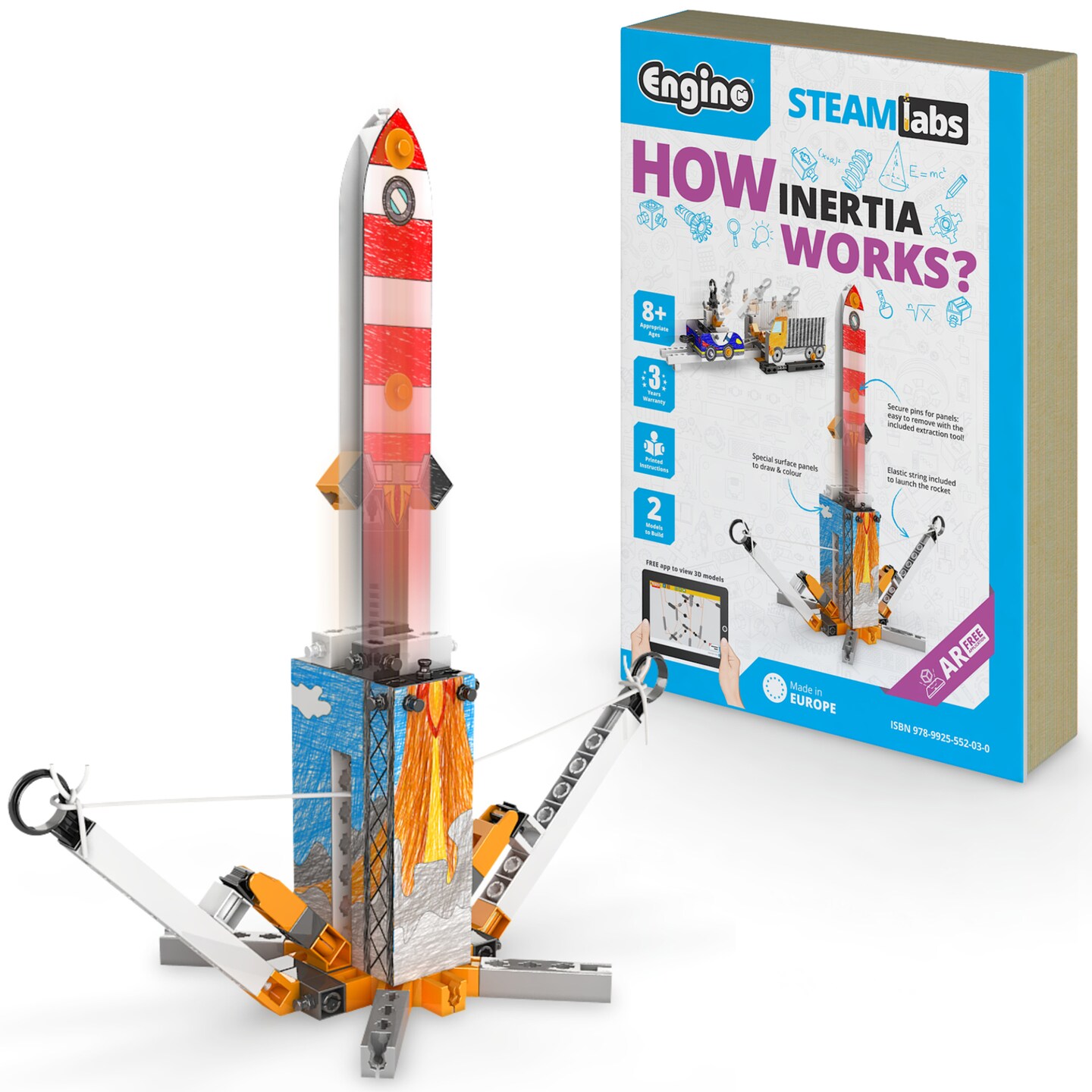 Engino: STEAM Labs Junior: How Inertia Works - 4 Model Brick Building Set, Toybook Series, Experiment & Art Activities, Play & Learn Science, Kids 8+