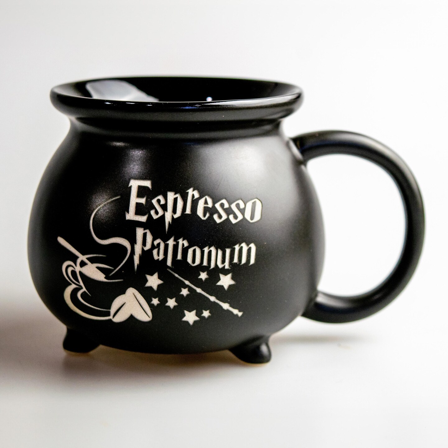 Espresso Patronum Cauldron Mug | Ceramic Black Cauldron Mug