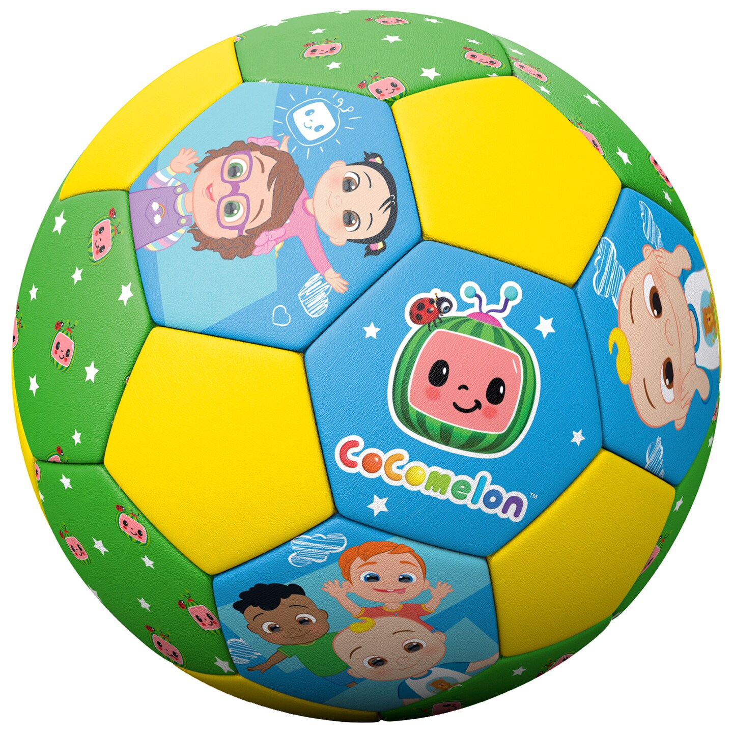 Hedstrom: Cocomelon Jr. Soccer Ball - 7&#x22; Children&#x27;s Sports Ball, Yellow-Green-Blue &#x26; Favorite Cocomelon Characters, Lightweight Durable PVC, Kids 3+