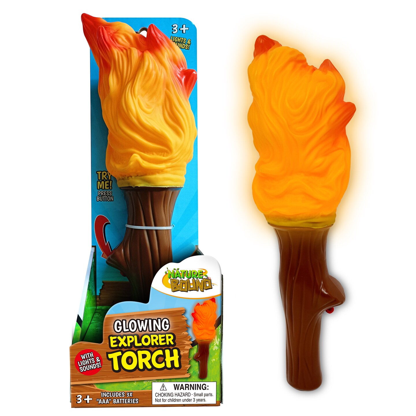 Nature Bound: Glowing Explorer Torch - Handheld Illuminating Toy, Crackling-Cricket Sounds, Glowing-Flickering Light, In-Outdoor Camping Play, Kids 3+