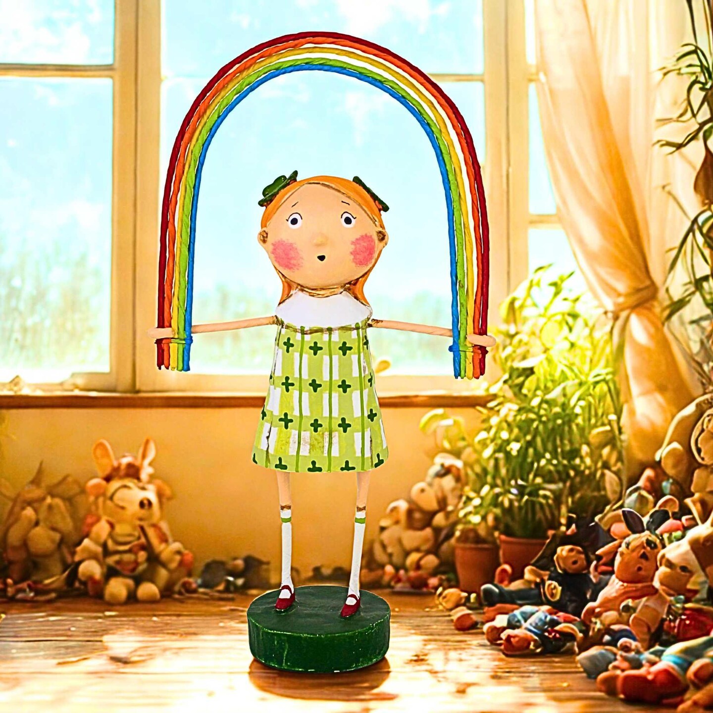 Esc And Company 7.5 Inch Rainbow Bright Saint Patrick Figurine , Lightweight Spring Decor Irish Clover