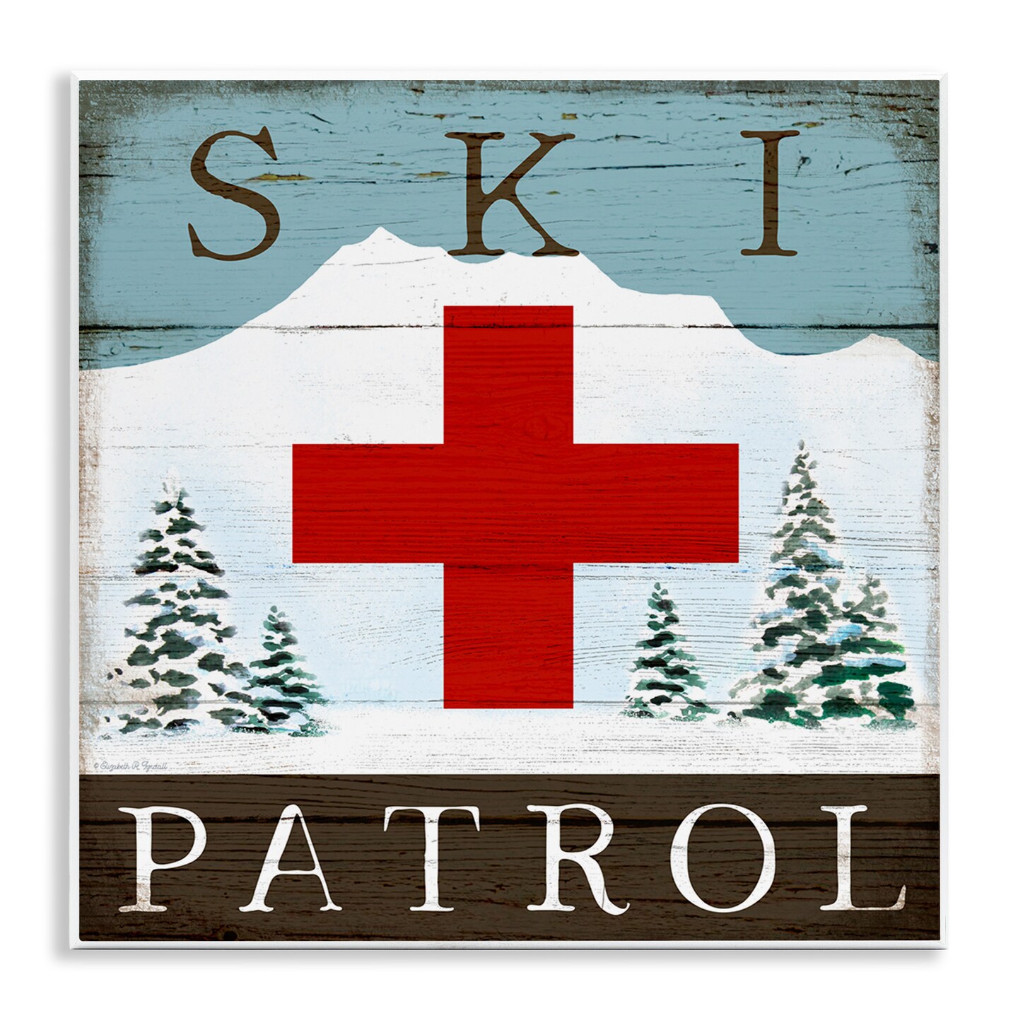 Stupell Industries Ski Patrol Rustic Cabin Sign Wall Plaque Art