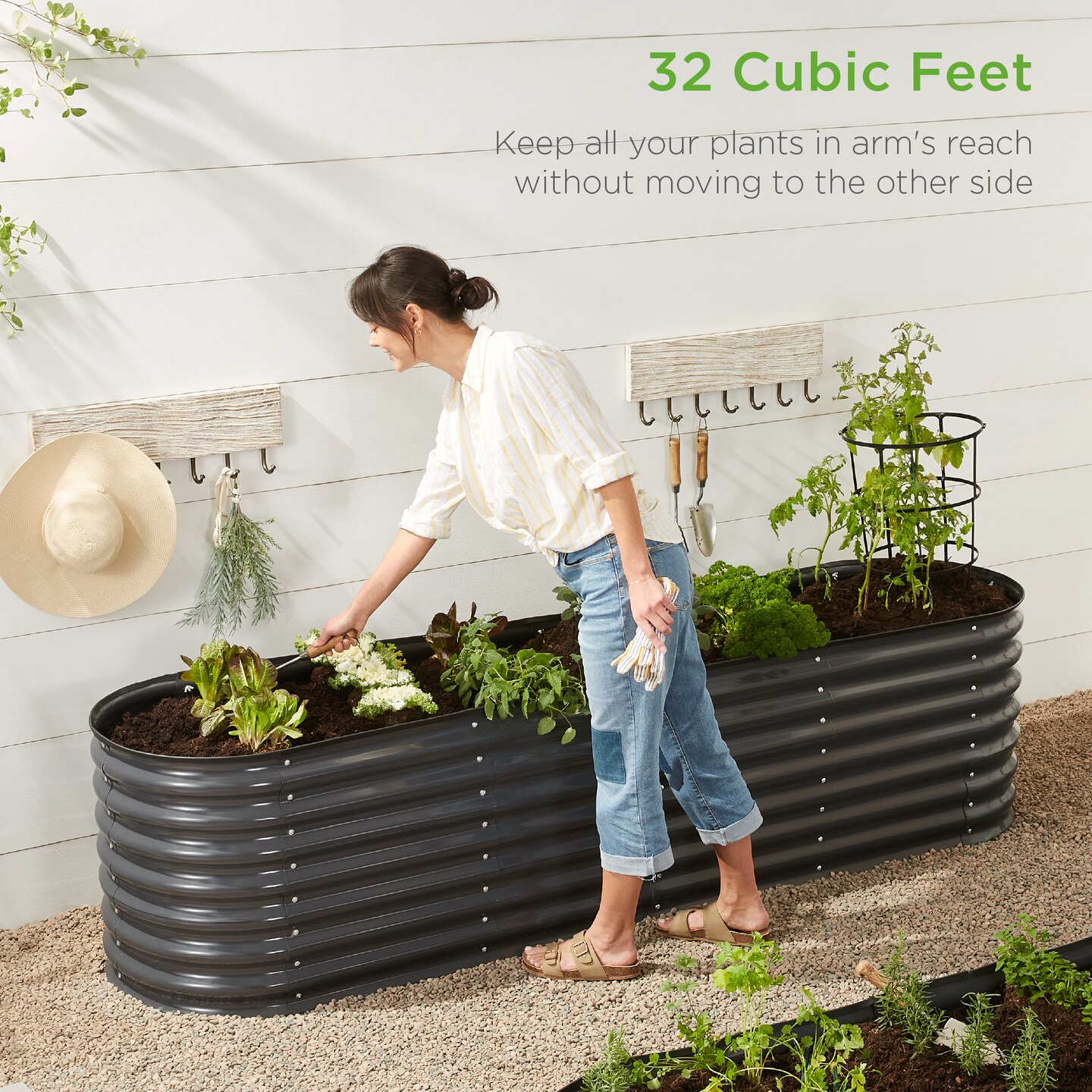 Best Choice Products 8x2x2ft Metal Raised Garden Bed, Oval Outdoor Planter Box w/ 4 Support Bars
