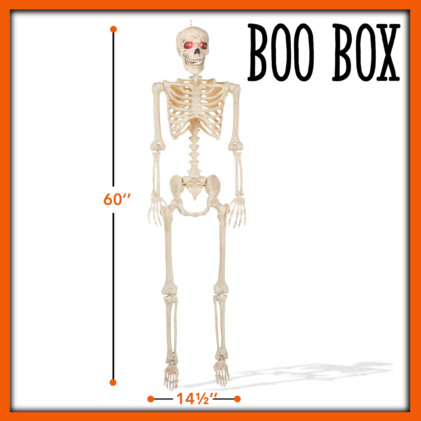 BOO BOX 5' Animated Full Size Skeleton, Halloween Decorations for Outside, Porch or Yard with Light-up Eyes and Speaker