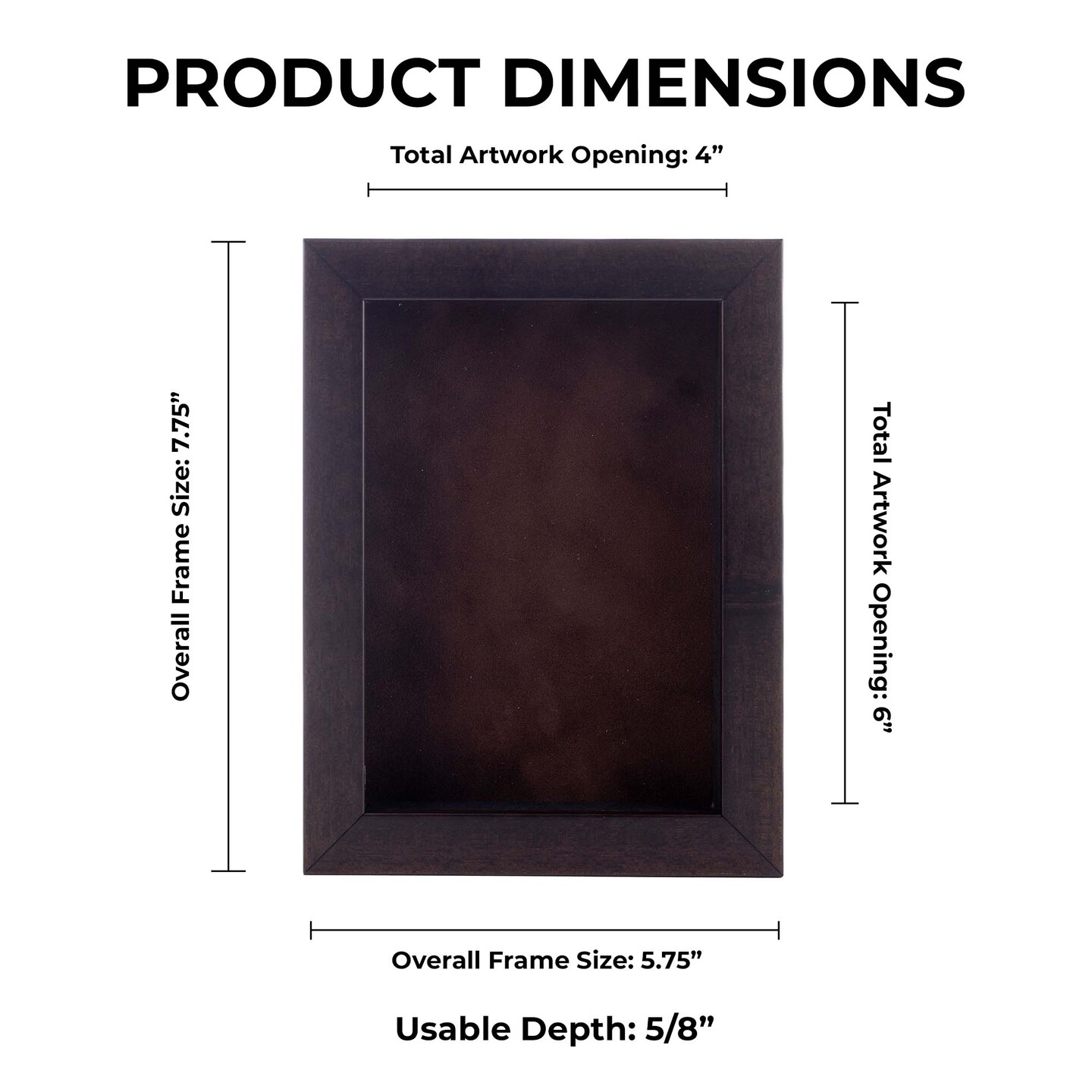 Rich Dark Brown Wood Shadow Box Frame with Acrylic Front - Brown Suede Backing, 30 Sizes