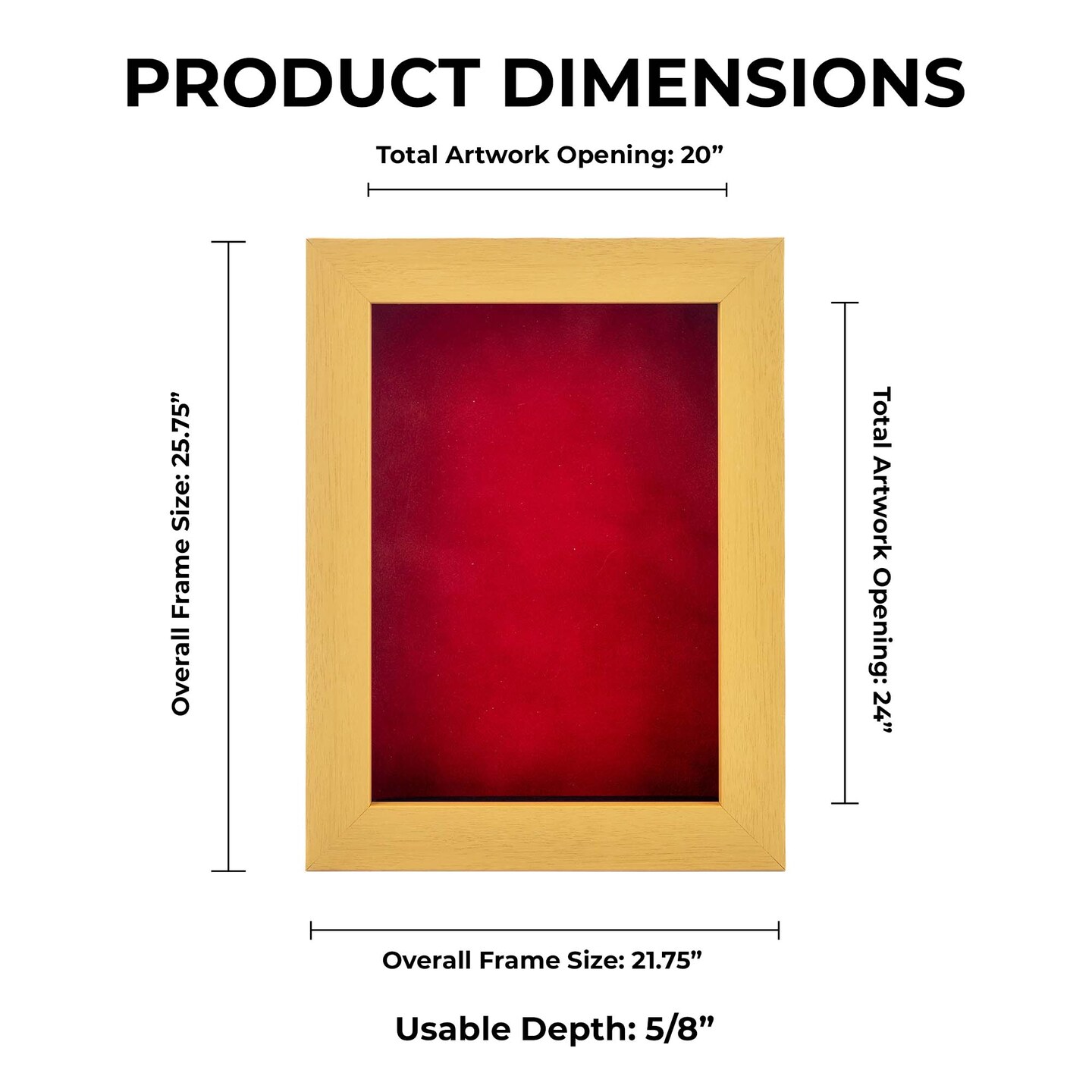 Shadowboxes Size Classic Natural Wood Shadow Box Frame with Acrylic Front - Red Suede ...