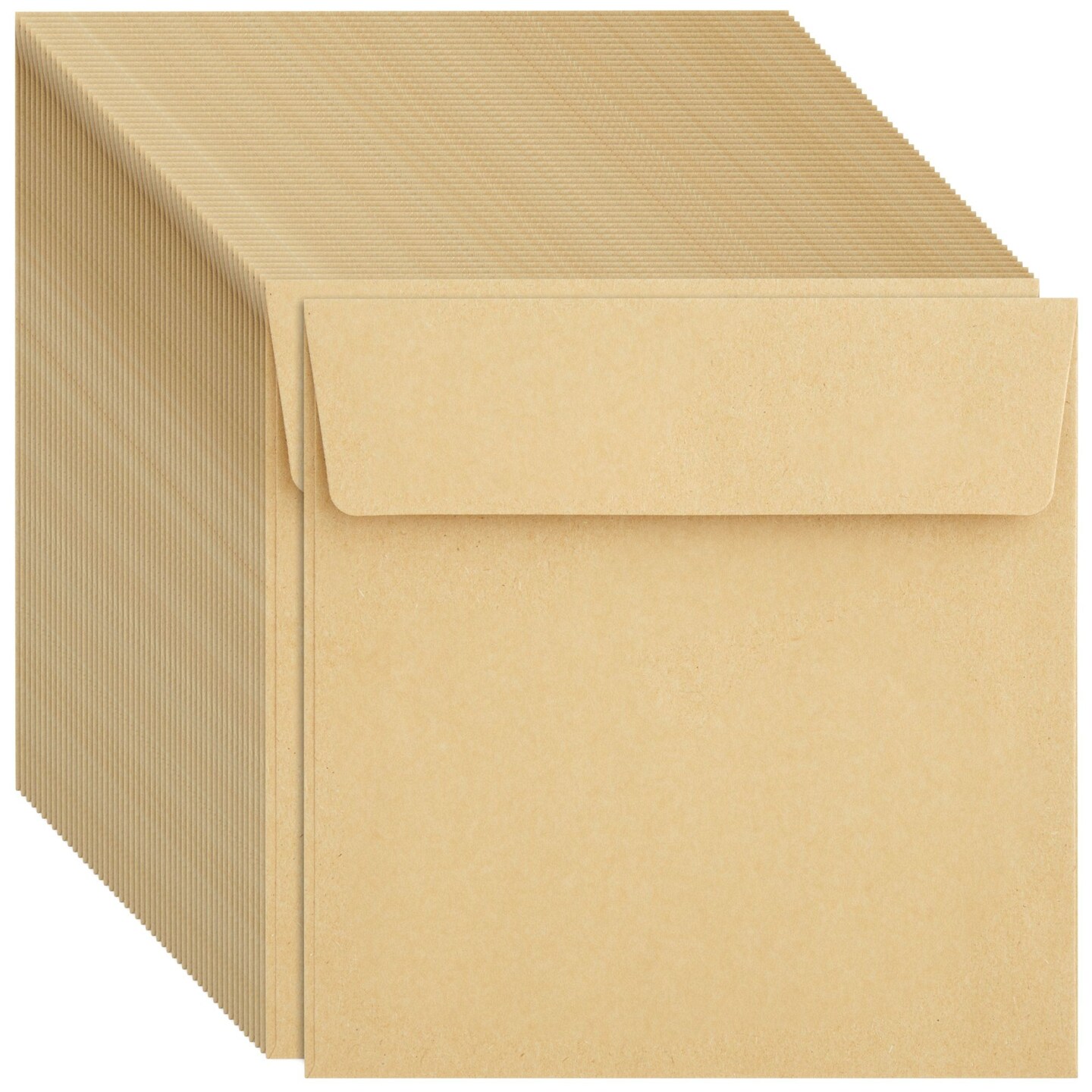 Juvale 5.5" x 5.5" Square Envelopes for Cards - Brown, 100-Pack - Moisten-to-Seal & Printer-Friendly Paper - Bulk Square Greeting Card Envelopes for Invitations & Announcements